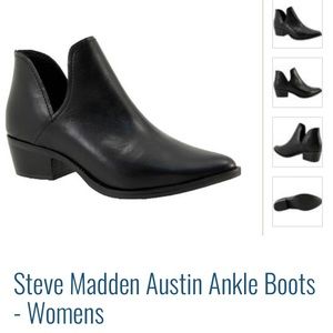 STEVE MADDEN Black Leather Ankle Boots US 6.5- NEW
